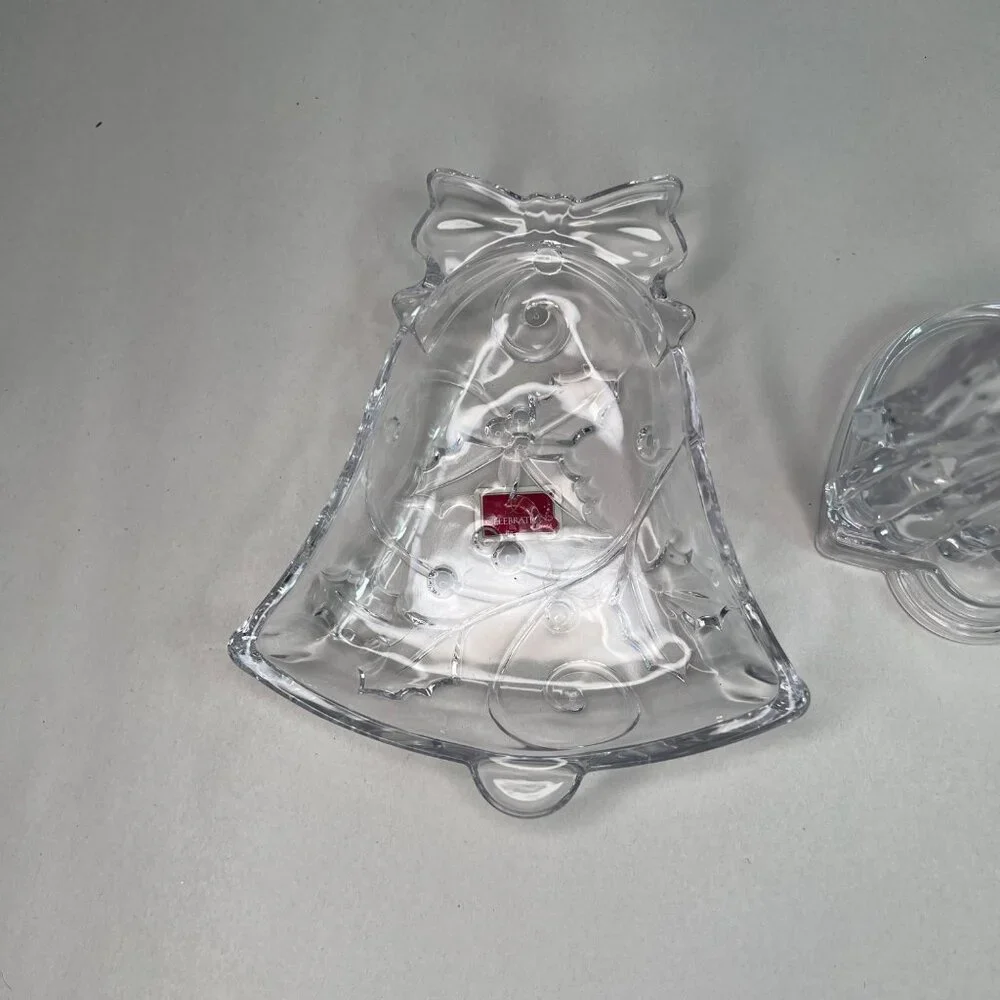 Mikasa Angel Tea Candle Holder & Bell Shaped Clear Crystal Candy Dish Christmas